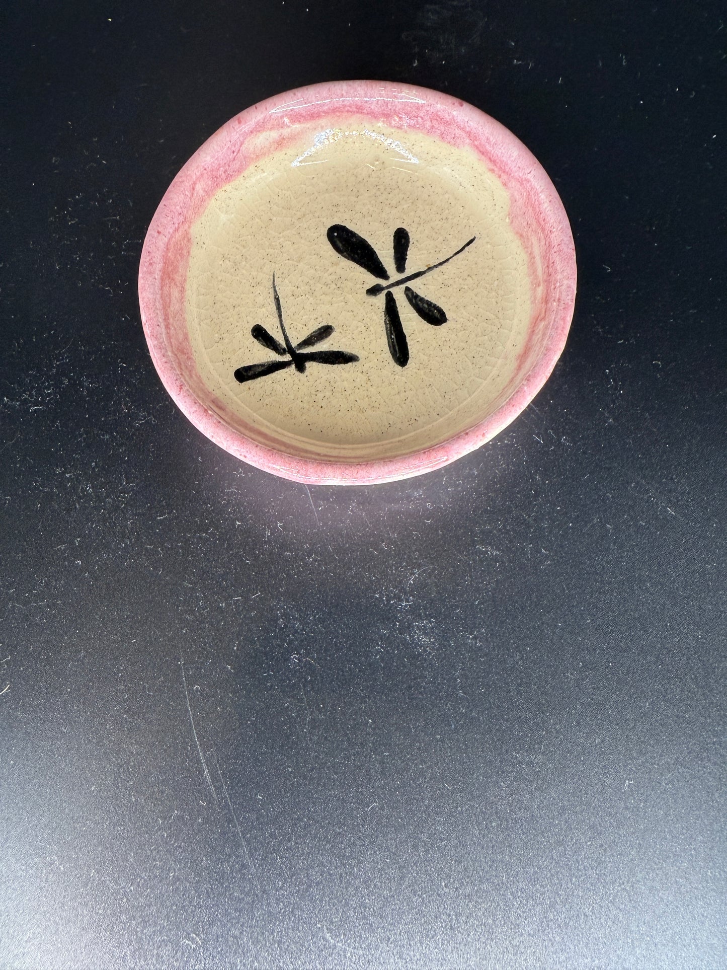 Handmade Pink and Beige Ceramic Tray - Trinket Holder for Keys, Jewelry, Crystals, and Decor