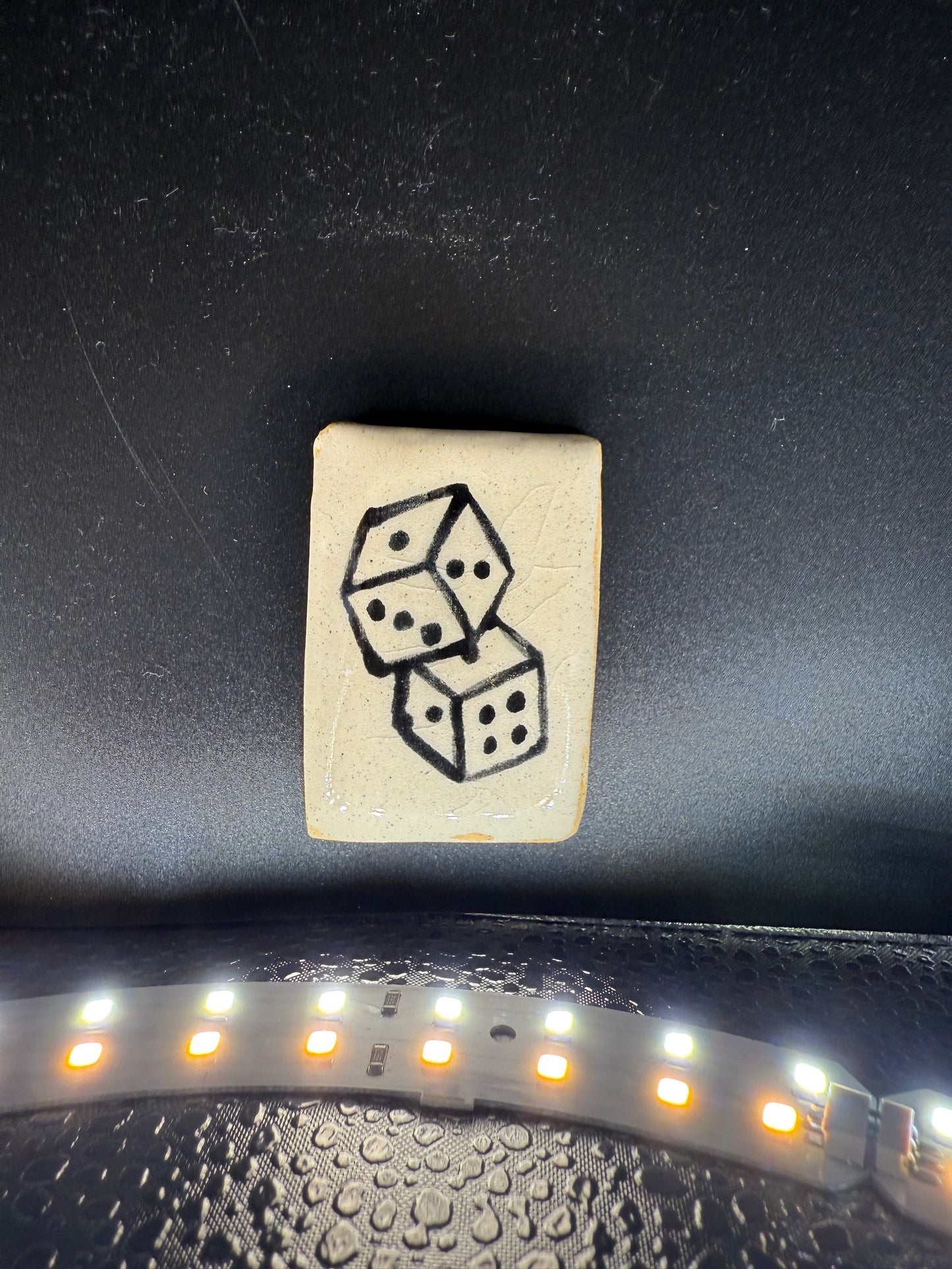 Handmade Lucky Dice Ceramic Magnet - Graphic Refrigerator Magnet