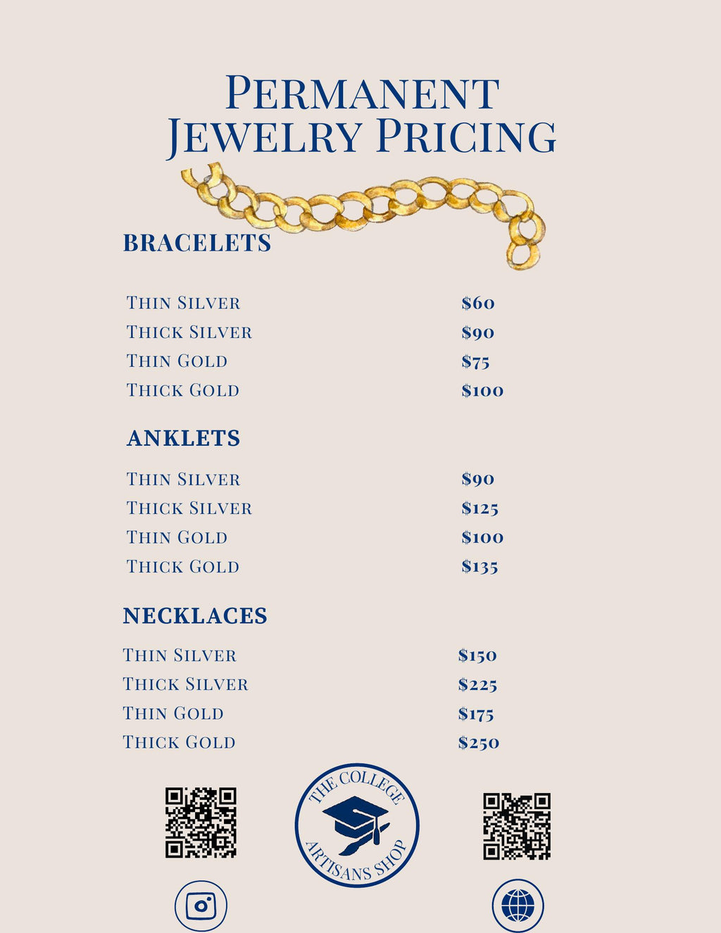 Permanent Jewelry Pricing