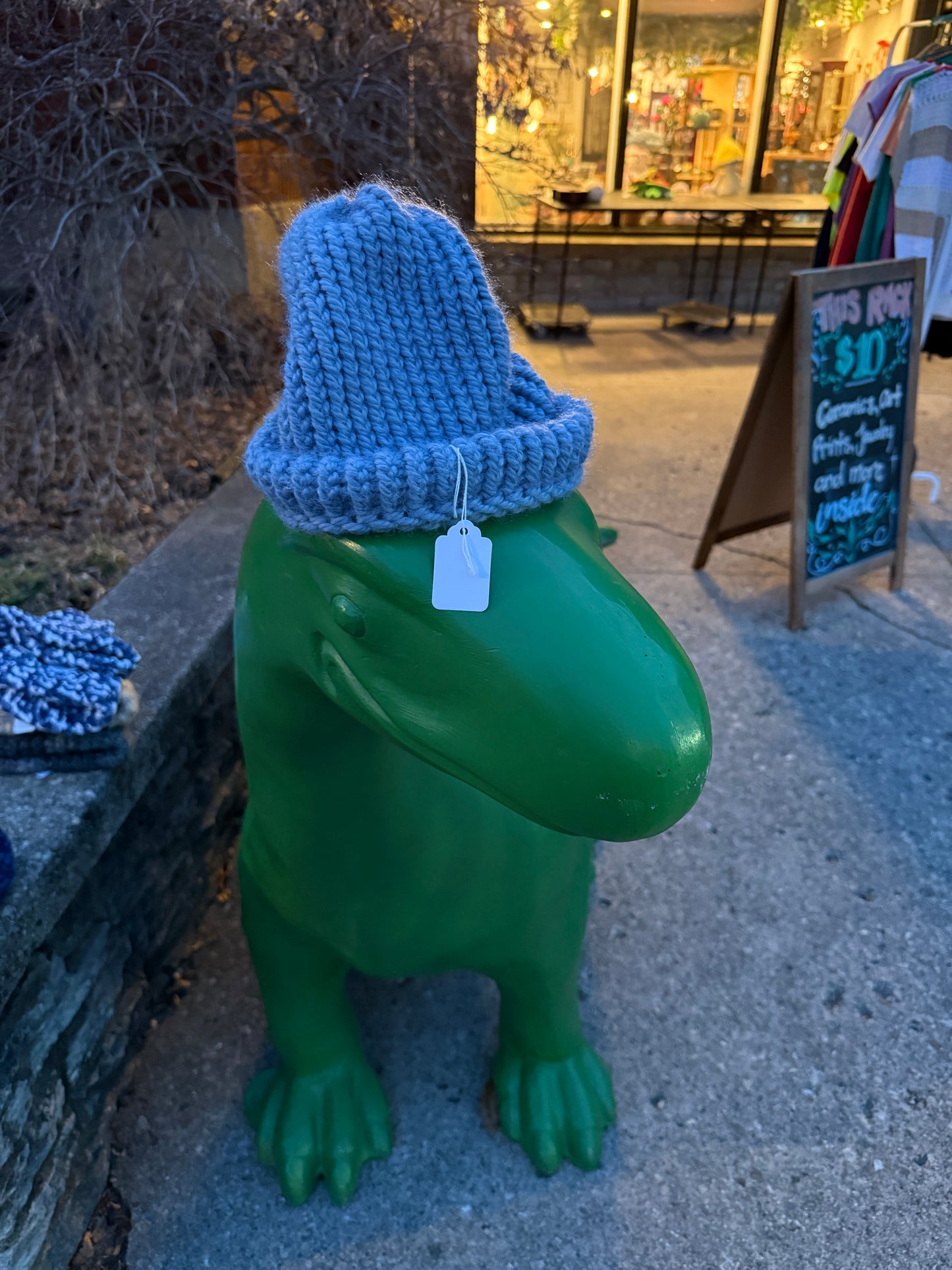 Handmade Chunky Knit Beanie – Soft Blue Ribbed Hat with Folded Brim