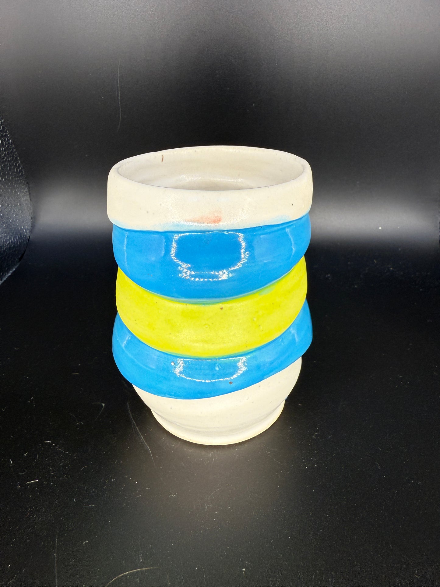 Handmade Layered Ceramic Cup – White, Blue, Green – Unique & Artistic