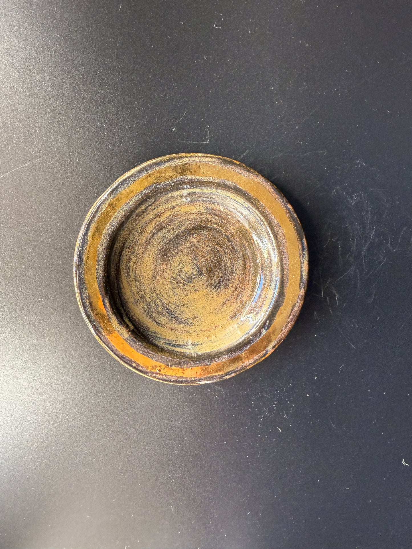 Handmade Small 3" Gold & Blue Ceramic Tray – Elegant & Luxurious Design