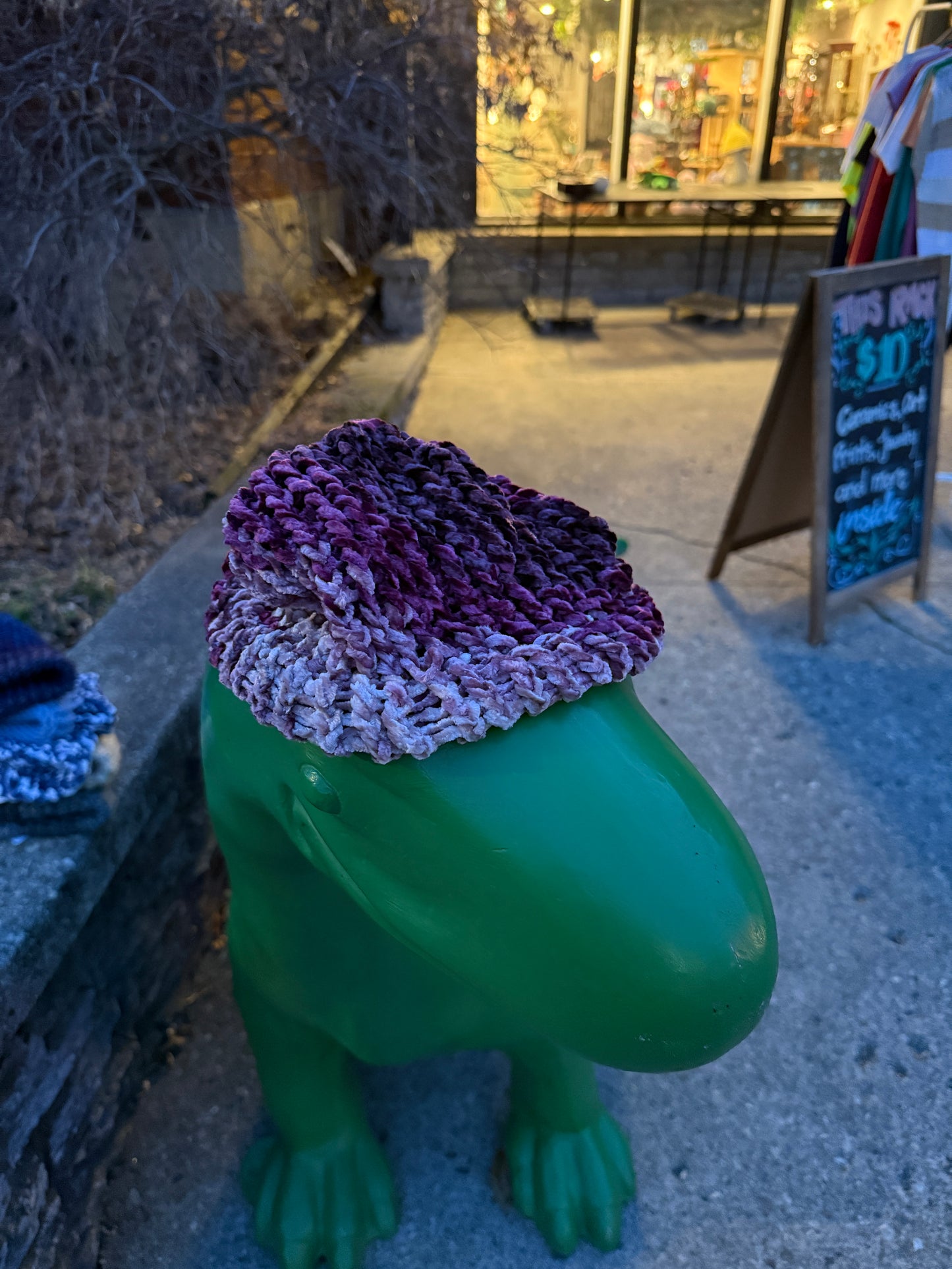 Handmade Velvet Chenille Beanie – Ombre Pink to Plum Crochet Hat