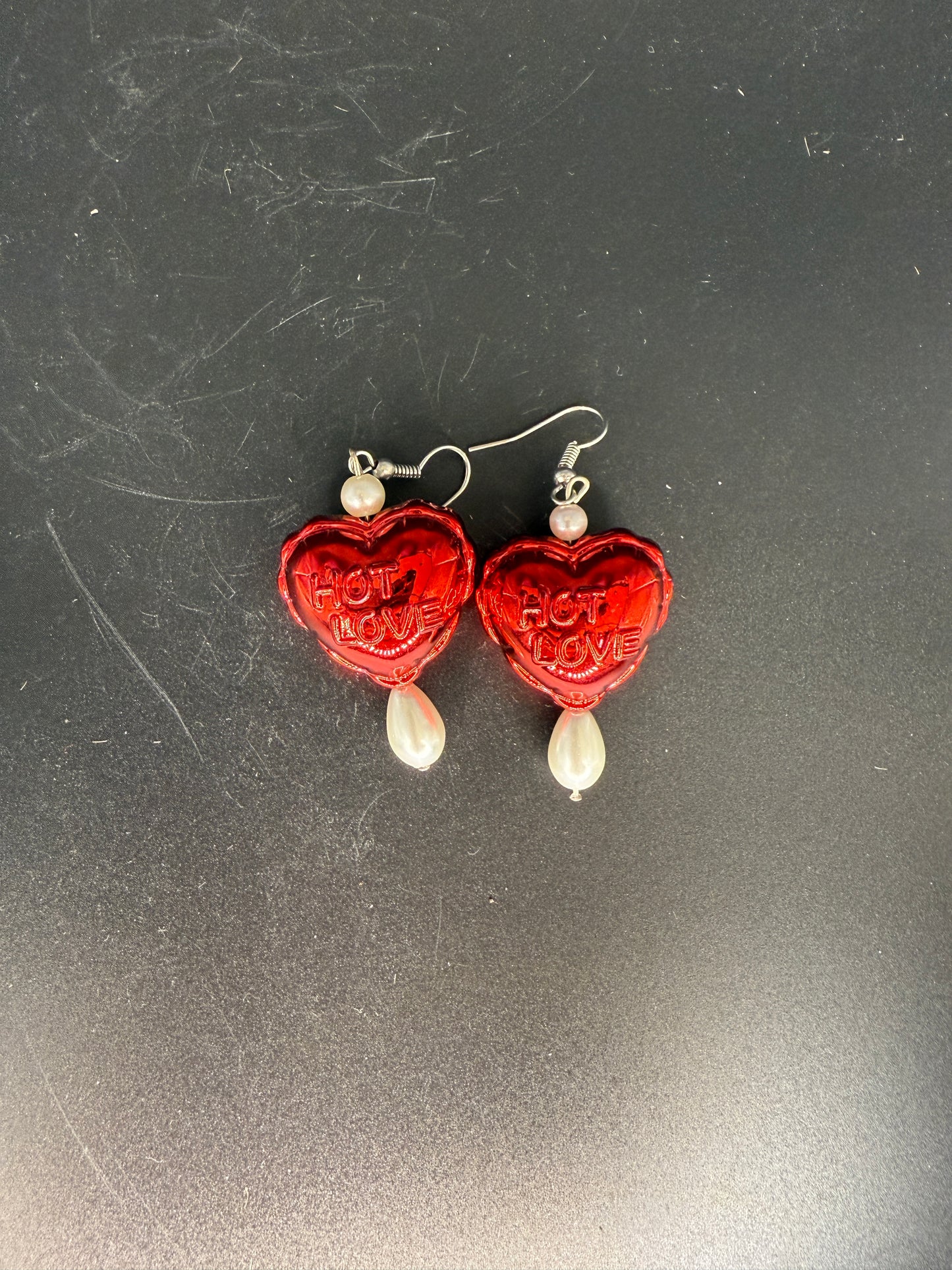Hot Love Heart Earrings – Handmade Statement Jewelry with Pearls