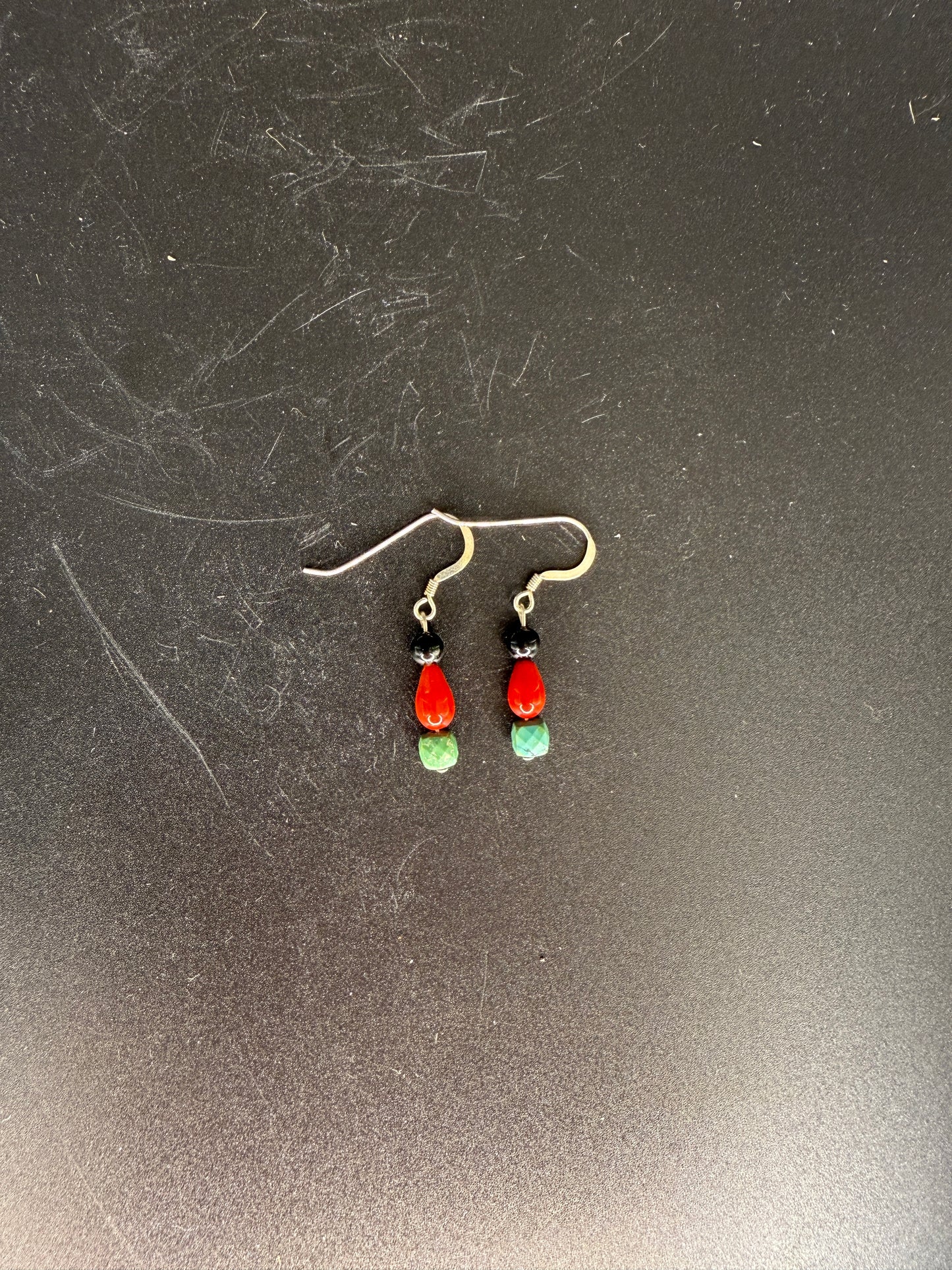 Red and Green Beaded Drop Earrings – Handmade Fruit-Inspired Dangle Jewelry