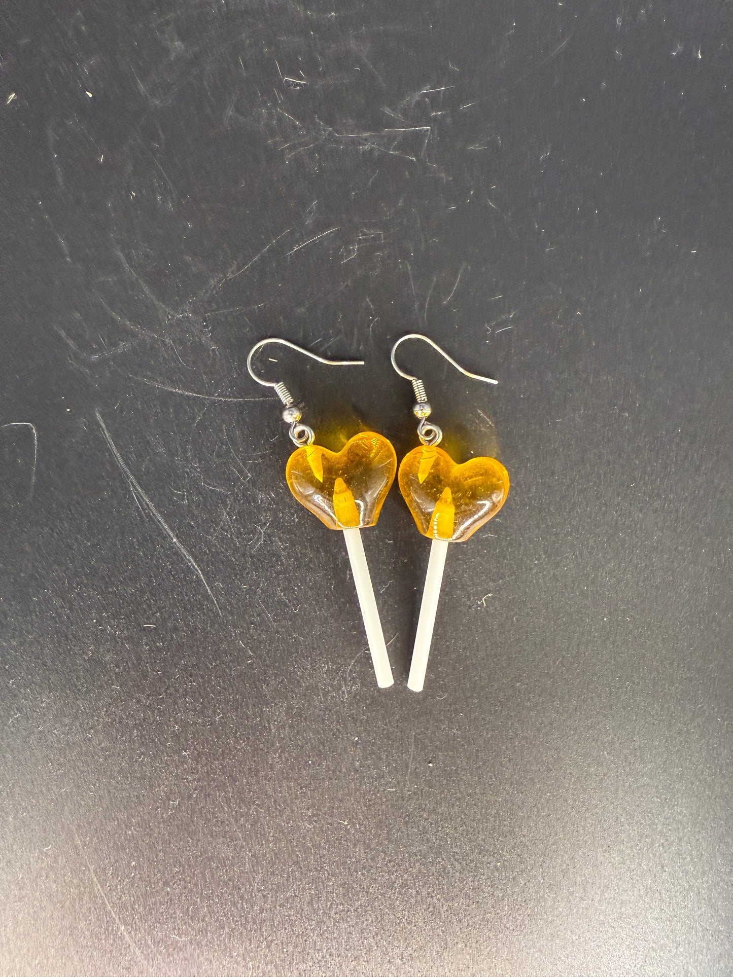 Heart Lollipop Earrings – Yellow Candy-Inspired Statement Jewelry