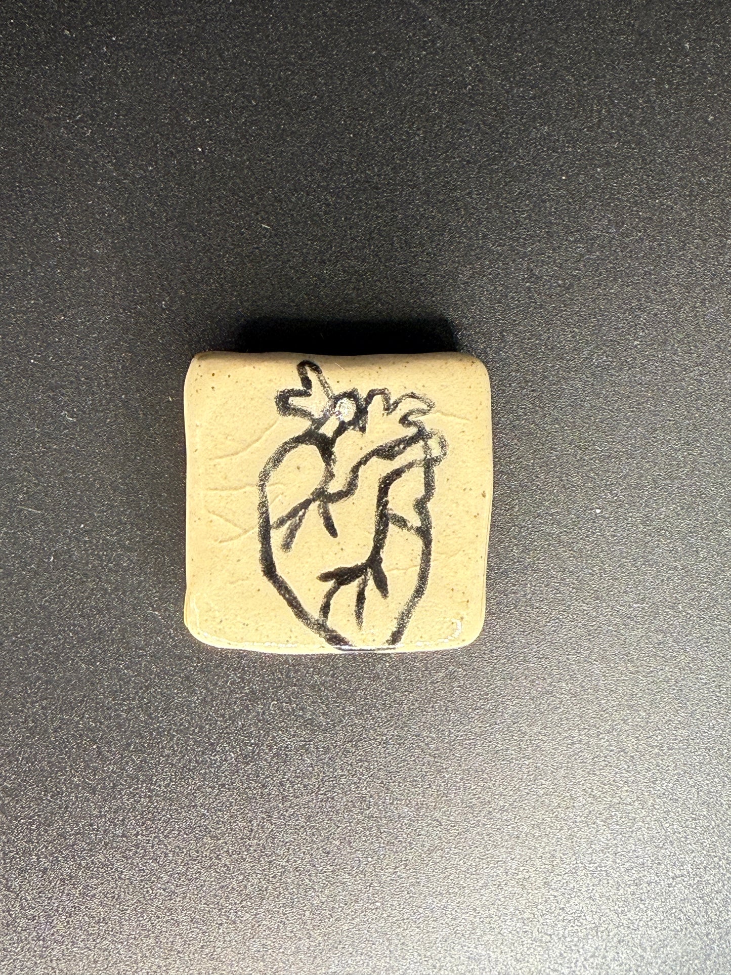 Handmade Anatomical Heart Ceramic Magnet - Graphic Refrigerator Magnet