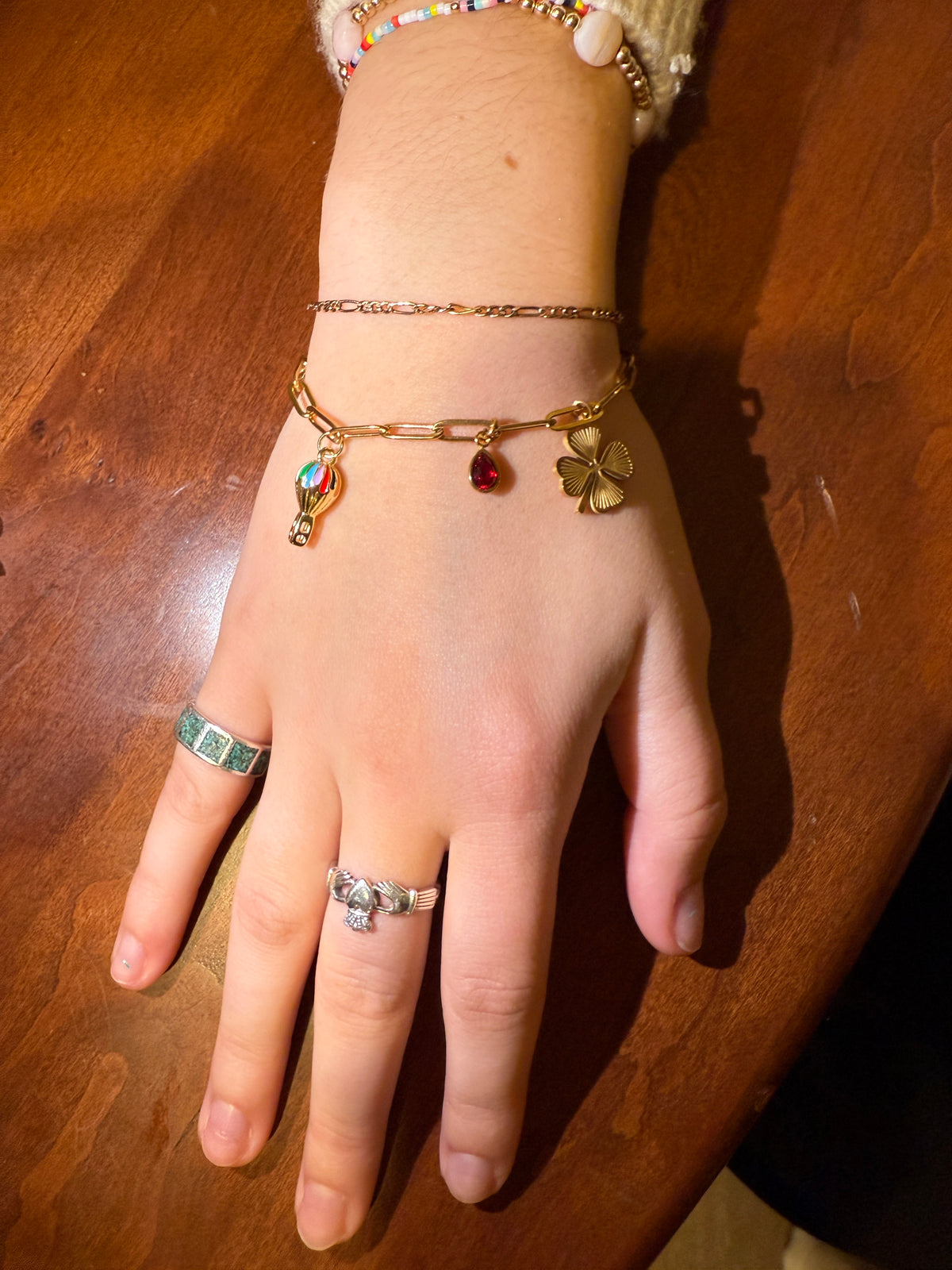 Custom charm bracelet built at The College Artisans Shop charm bar in Oxford, Ohio