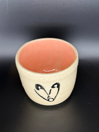 Handmade Pink and Beige Safety Pin Ceramic Mug - Aesthetic Graphic Coffee Cup