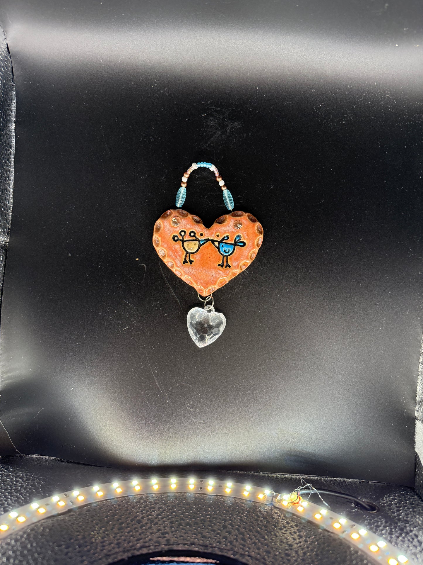 Handmade "Birds in Love" Heart Hanging Piece – Romantic & Decorative