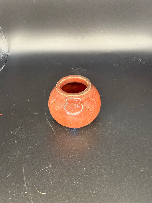Handmade Orange Ceramic Vase with Wide Bottom – Bold & Stylish