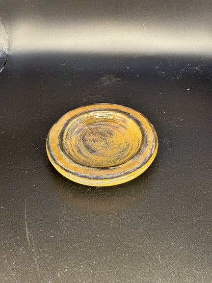 Handmade Small 3" Gold & Blue Ceramic Tray – Elegant & Luxurious Design