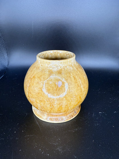 Handmade Yellow Ceramic Circular Vase with Wide Opening – Bright & Functional