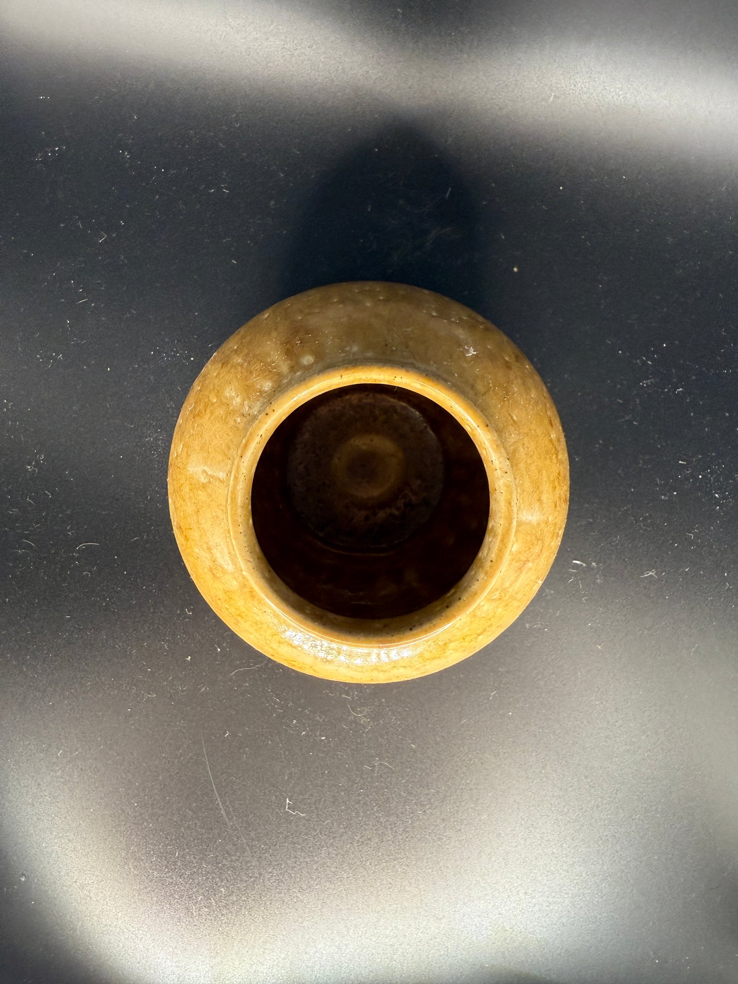 Handmade Yellow Ceramic Circular Vase with Wide Opening – Bright & Functional